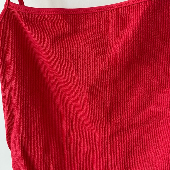 RED RIBBED ONE PIECE BATHING SUIT - Picture 3 of 4